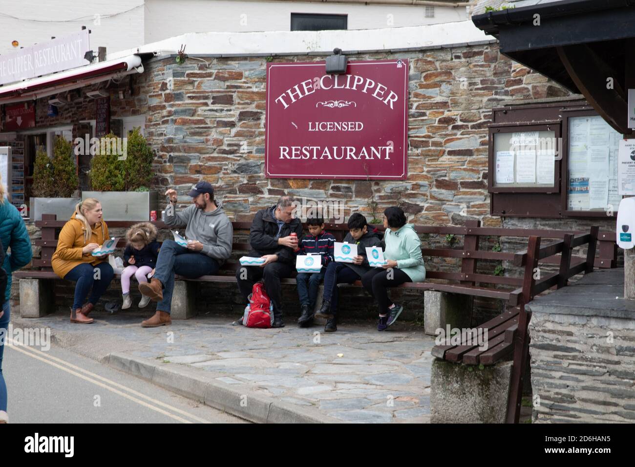 Padstow, Cornwall, 17th October 2020, After glorious Autumn sunshine yesterday, people were still out and about on a grey day in Padstow. The town appeared very busy with visitors with little social distancing. The forecast is for rain for the next couple of days. Credit: Keith Larby/Alamy Live News Stock Photo