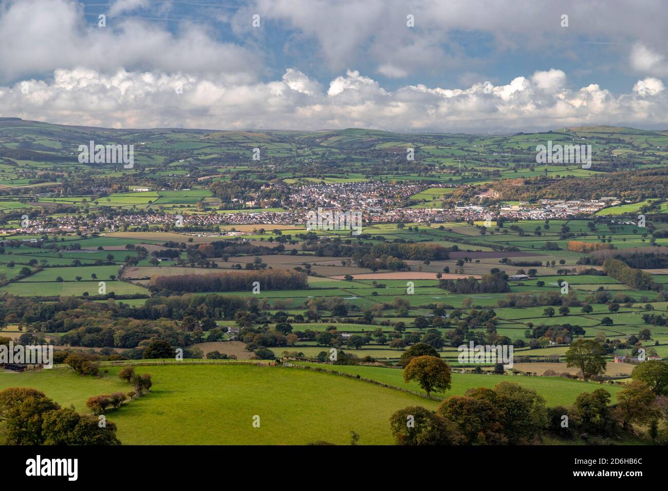 View over Denbigh in the Vale of Clwyd, North Wales Stock Photo