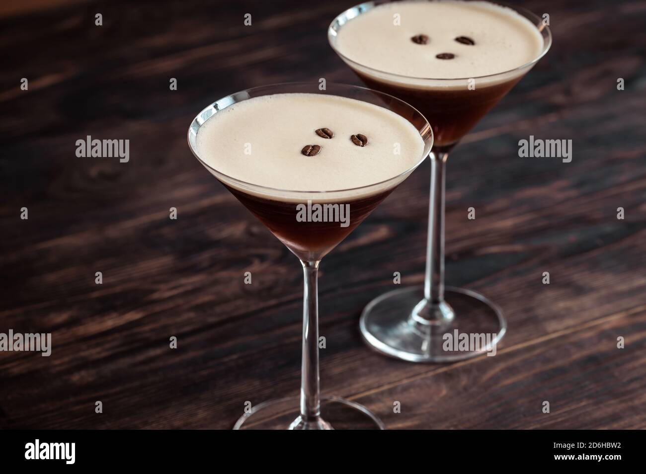 Espresso Martini cocktails garnished with coffee beans Stock Photo Alamy