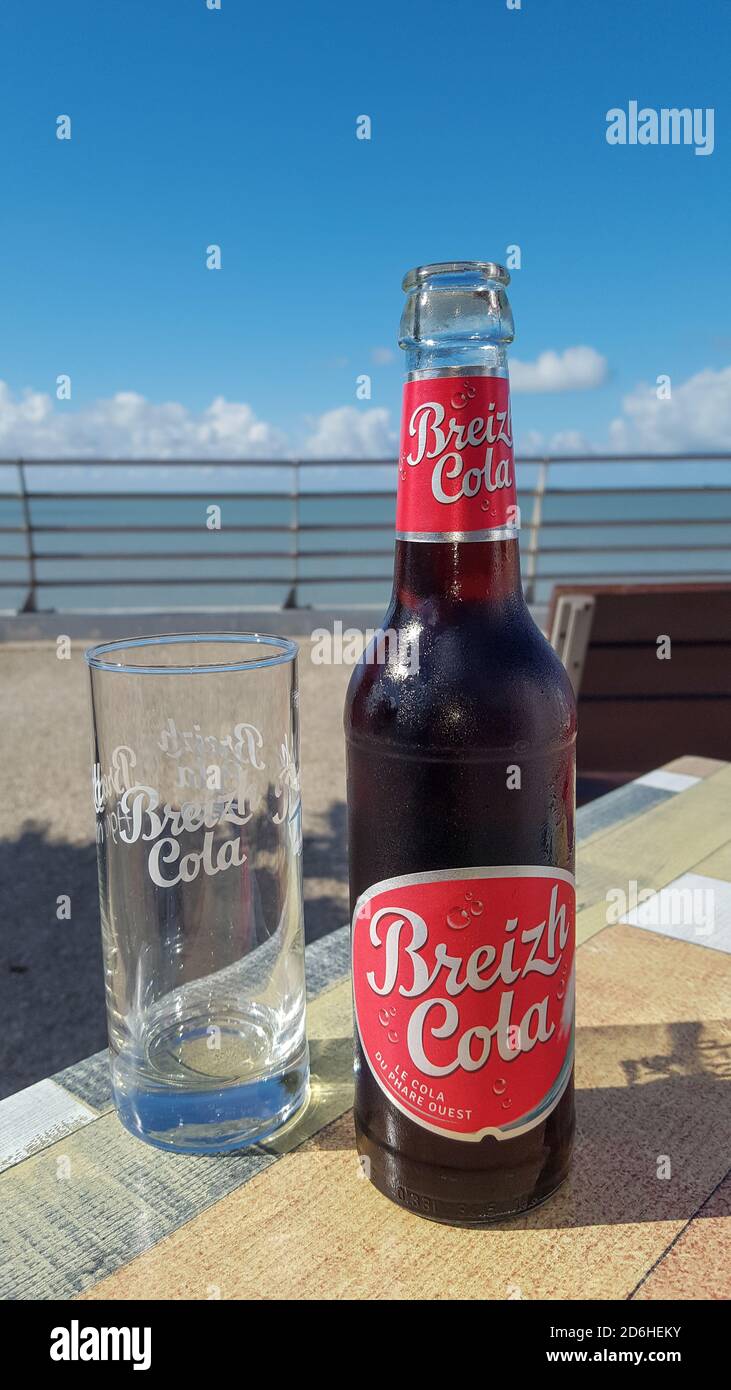 Bordeaux , Aquitaine / France - 10 10 2020 : Breizh Cola bottle red brand  soft drink bottled in outdoor terrace sold in Brittany France Stock Photo -  Alamy