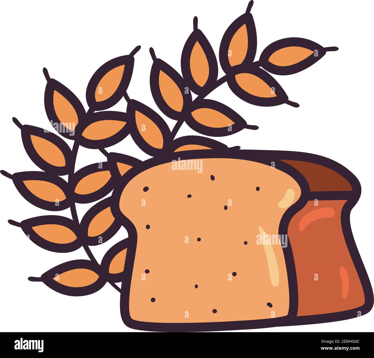 bread and wheat ear of bakery line and fill style icon design, food ...