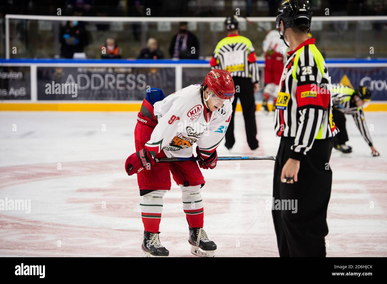 Horsholm, Denmark. 16th Oct, 2020. Oliver Anker Christensen (97) of Odense  Bulldogs seen in the Metalligaen ice hockey match between Rungsted Seier  Capital and Odense Bulldogs at Bitcoin Arena in Horsmolm. (Photo