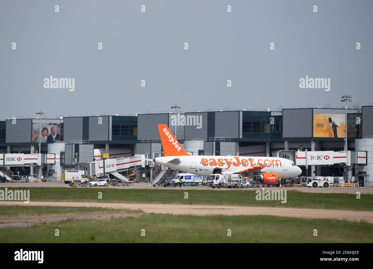 An EasyJet G-EZIV (Airbus A319 - MSN 2565)  aircraft at Gatwick Airport on May 22, 2018 in London, England. Stock Photo