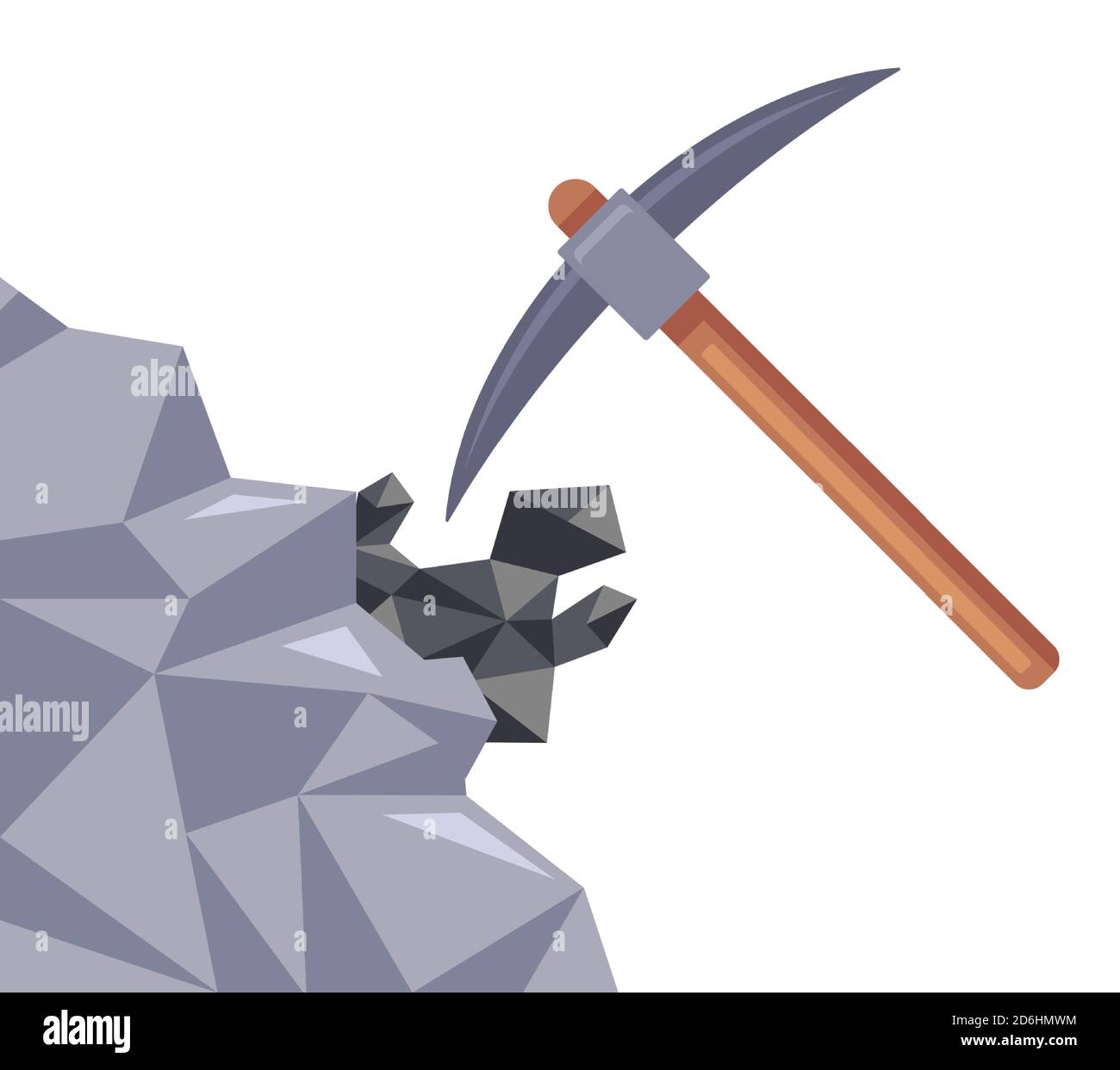 coal mining in the mine. the pickaxe hits the stone. flat vector illustration Stock Vector Image Art Alamy