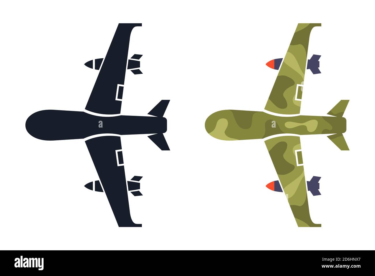 military drone on a white background. icon and color illustration. flat vector Stock Vector