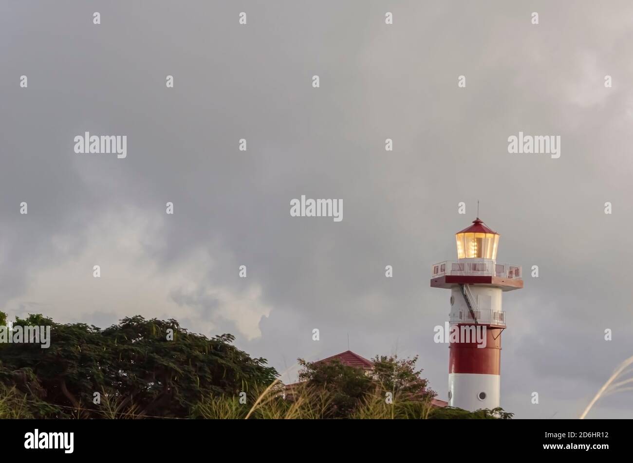 Lit Lighthouse Lamp Stock Photo