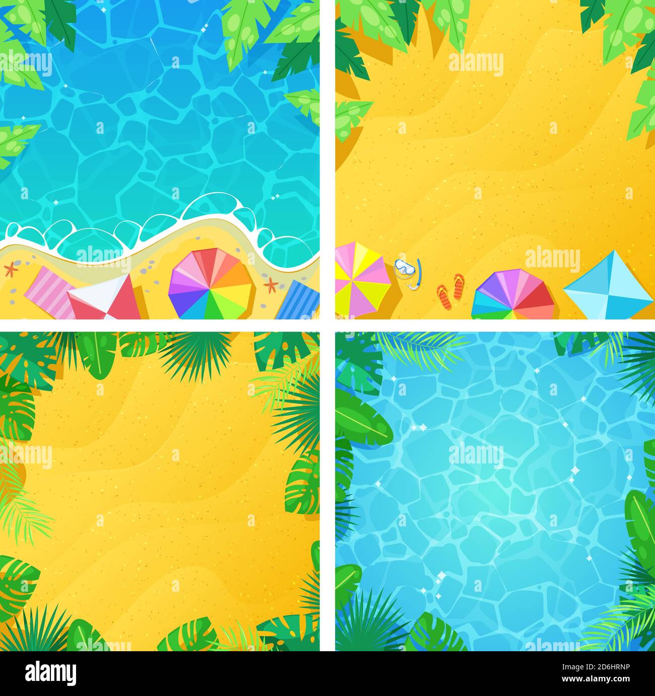 Set of tropical beach vector background and frame. Summer holiday and ...
