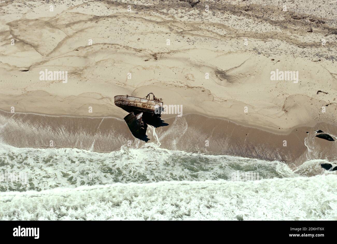 Shipwreck on Beach, Conception Bay, Namibia, Africa Stock Photo