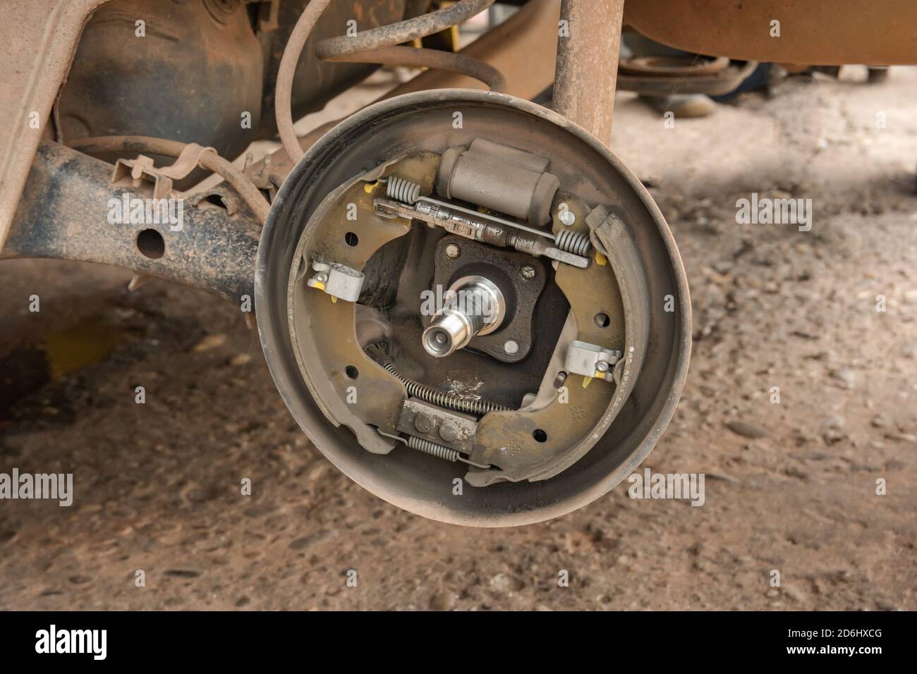 Drum Brake of car, close-up of the back brake pads Stock Photo - Alamy