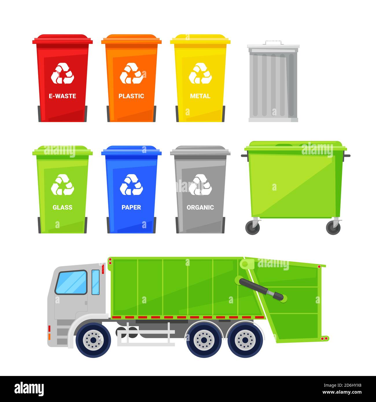 Set of sorting bins for garbage of different colors illustration in a flat  design Stock Vector Image & Art - Alamy