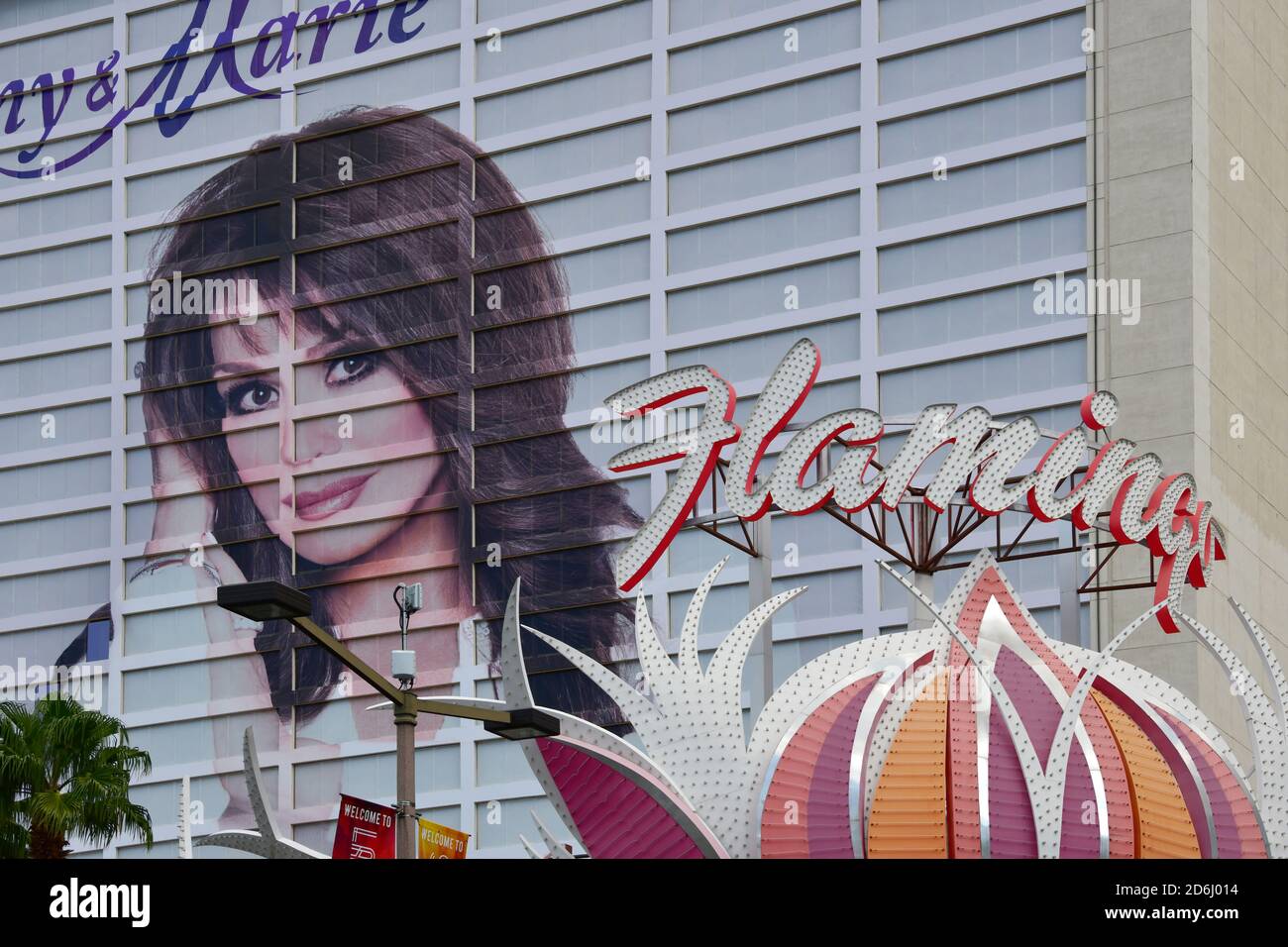 Las Vegas NV, USA 03-10-18 Poster of Marie Osmond on the facade of the Flamingo Hotel as part of the great Donny and Marie show that ended in 2019 Stock Photo