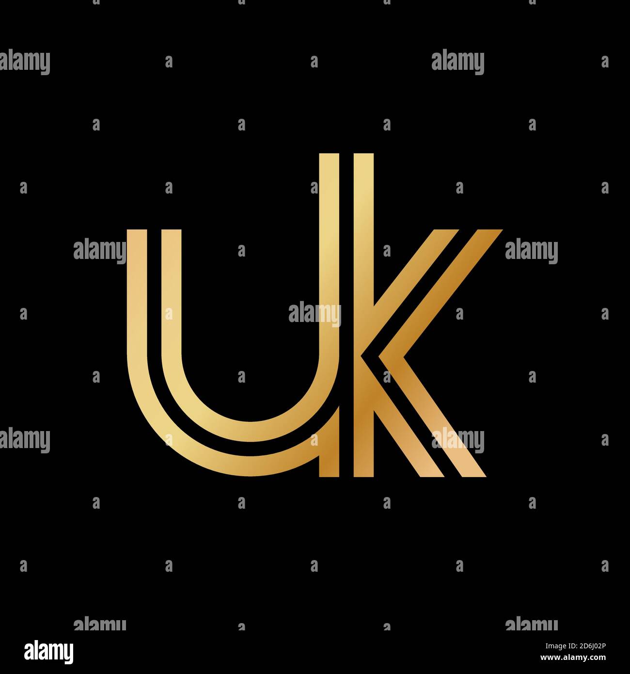 Lowercase letters u and k. Flat bound design in a Golden hue for a logo ...