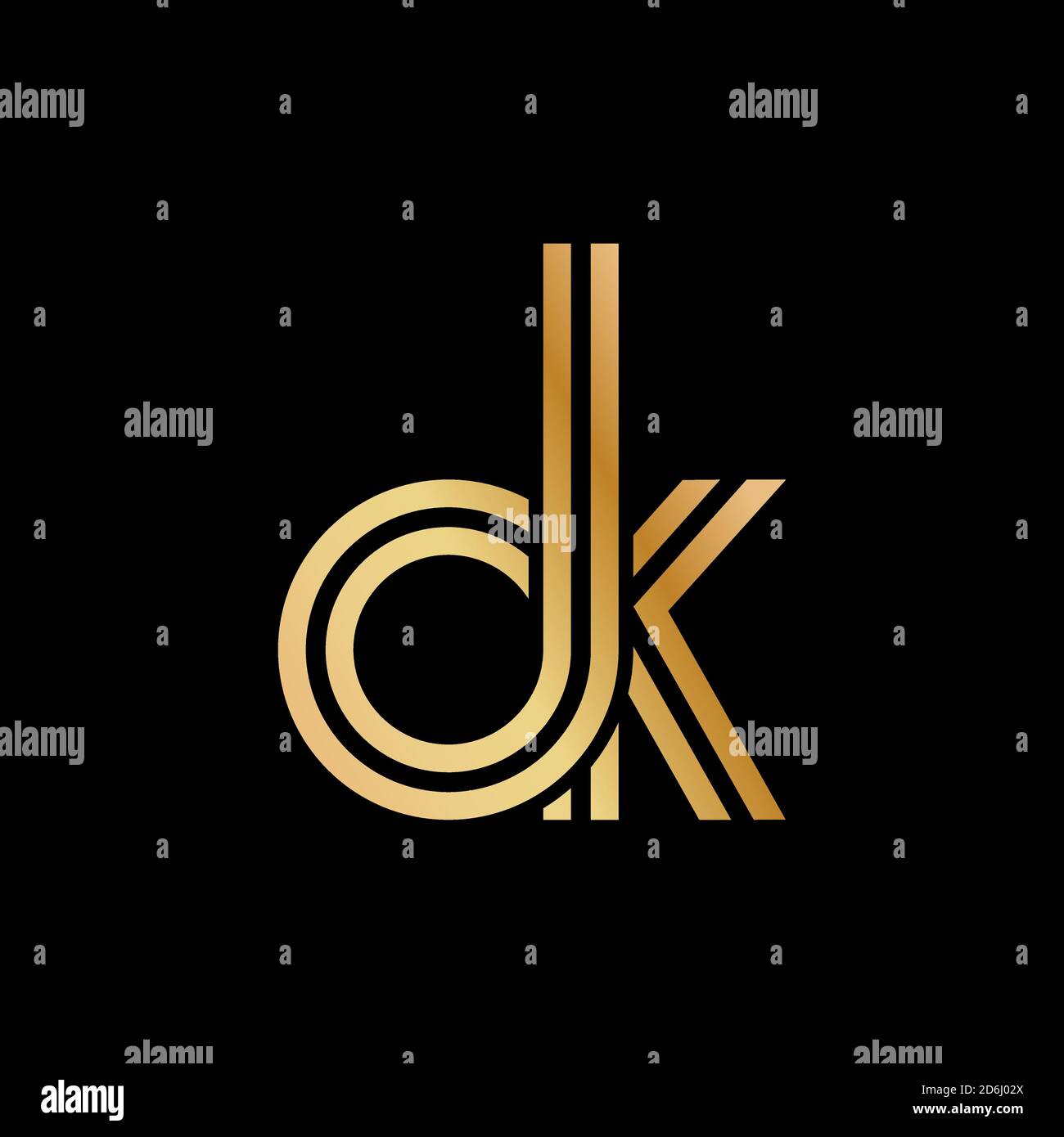 Lowercase letters o and k. Flat bound design in a Golden hue for a logo, brand, or logo. Vector illustration Stock Vector