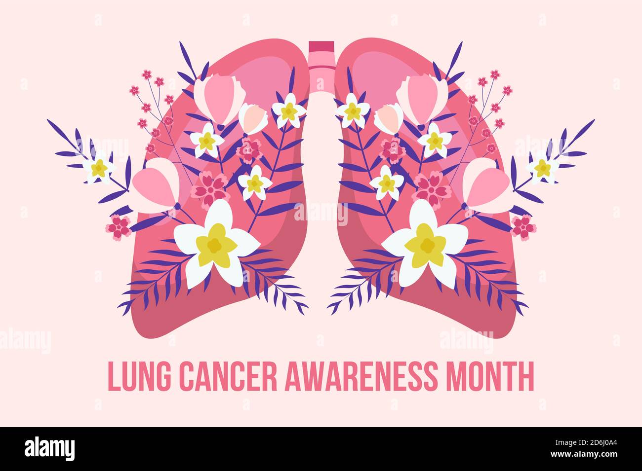 Lung Cancer Awareness Month Concept Vector Pulmonary Fibrosis Tuberculosis Illustration For Website App Banner Internal Organ With Tropical Stock Vector Image Art Alamy