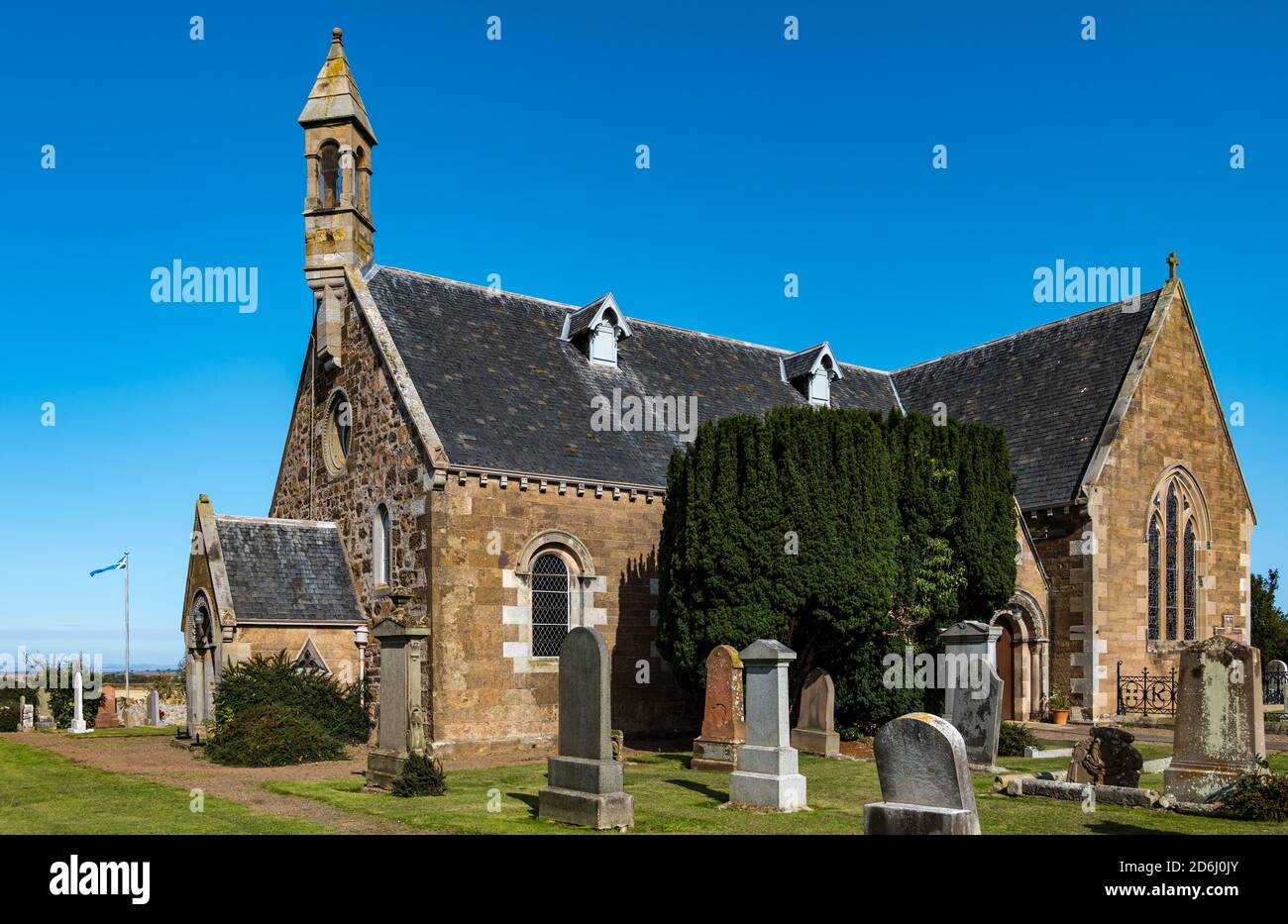 18th century parish church and graveyard, Athelstaneford village church, East Lothian, Scotland, UK Stock Photo