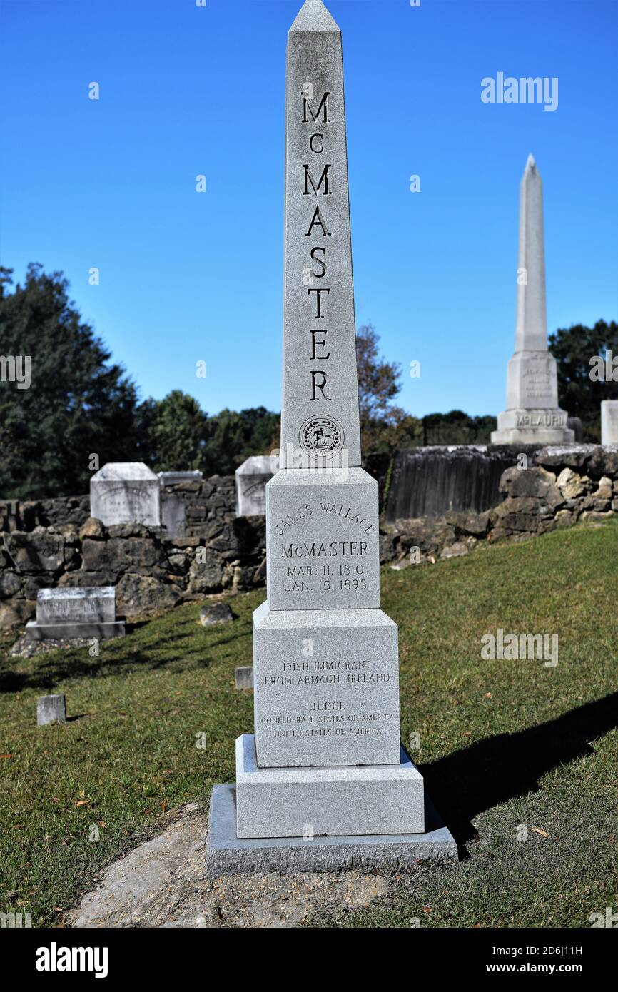 Judge James W. McMaster's grave in the Old Brandon Cemetery. Stock Photo