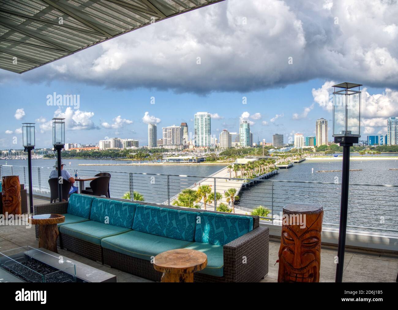 View of city slyline and the new rebuilt St Pete Pier from Pier Teaki in  the Pier Point building in St Petersburg Florida USA opened in 2020 Stock  Photo - Alamy