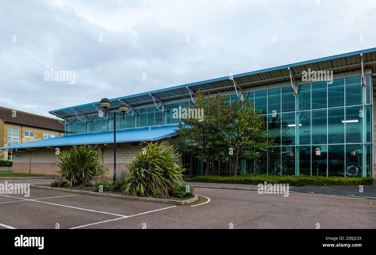 Exterior of North Berwick sports centre with modern swimming pool extension, East Lothian, Scotland, UK Stock Photo