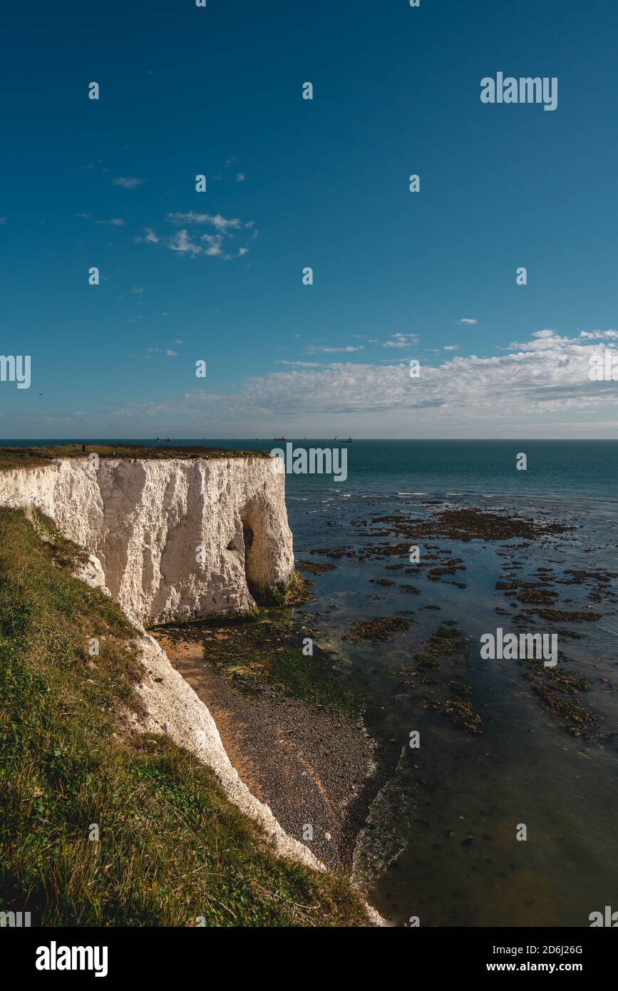 Broadstairs, Kent / UK 2020.08.01 View of sea at low tide and empty