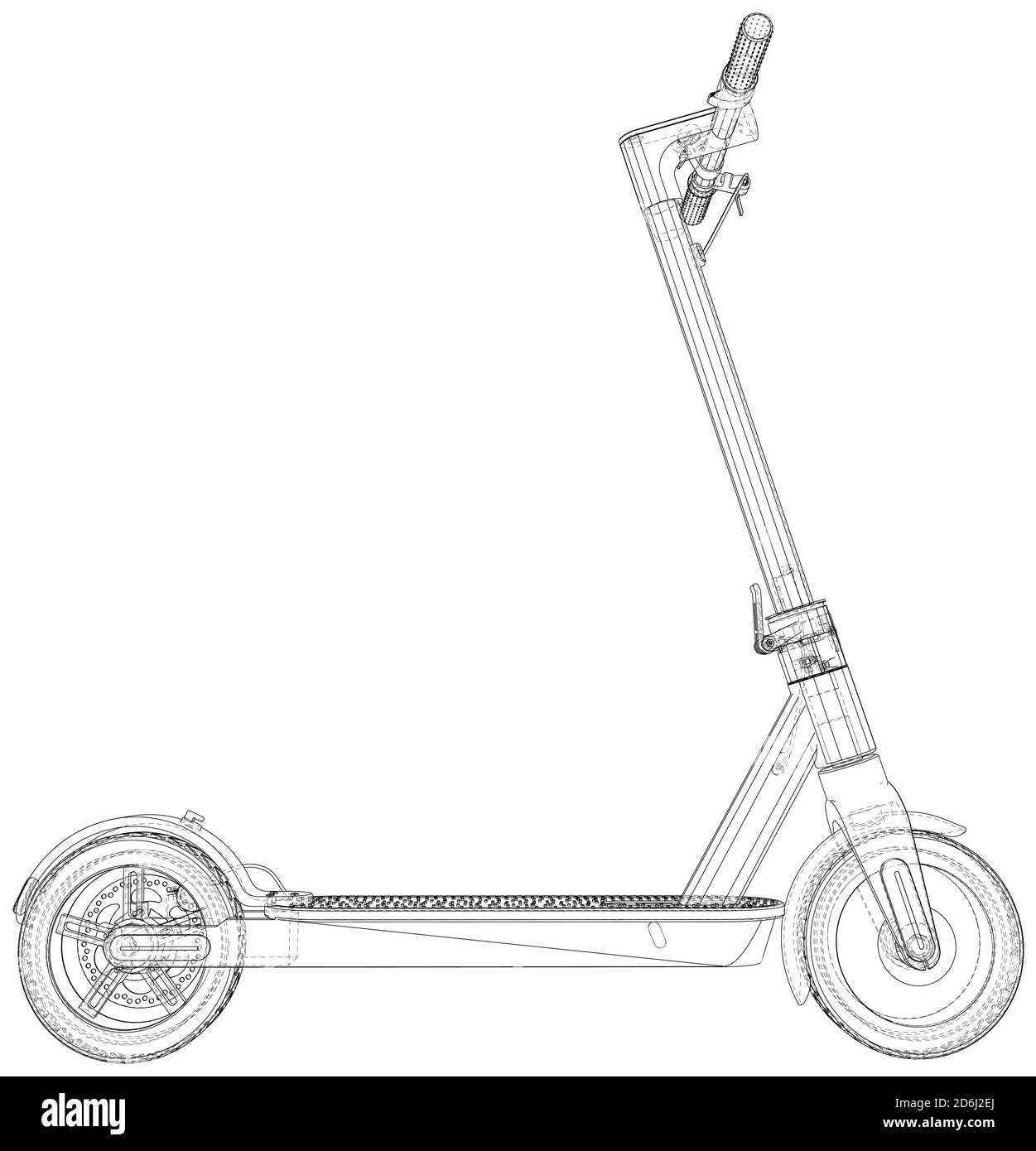 Electric scooter vector illustration. Wireframe line isolated. Vector