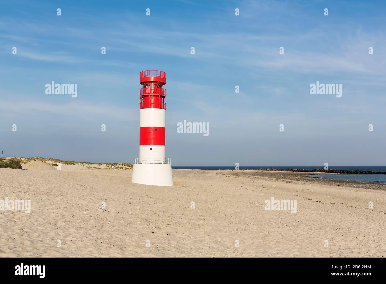 Red-white lighthouse Helgoland Dune on the south beach, Helgoland Dune, Helgoland Island, North Sea, Schleswig-Holstein, Germany Stock Photo