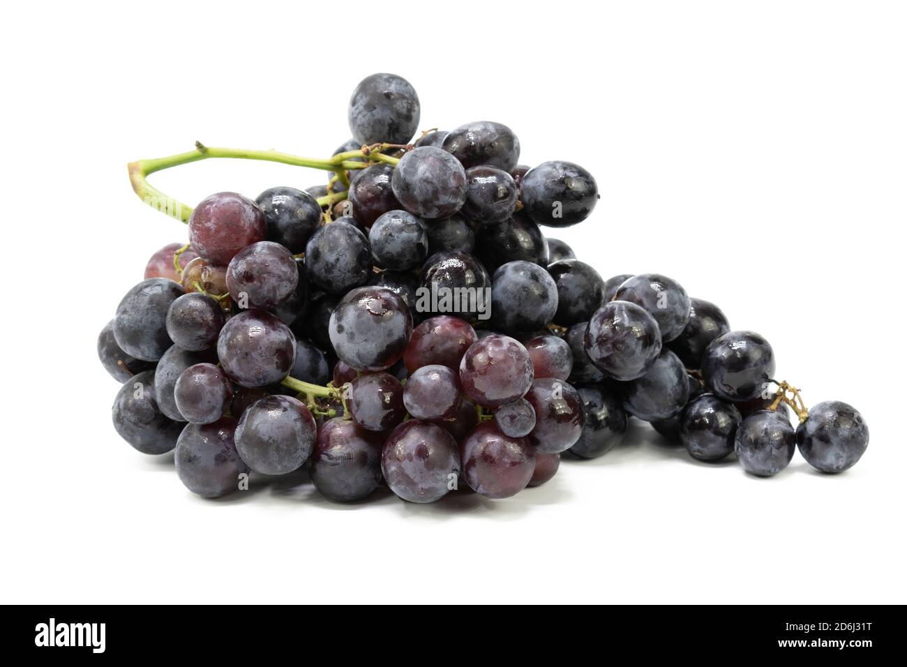 Fresh black grapes on isolated white background Stock Photo