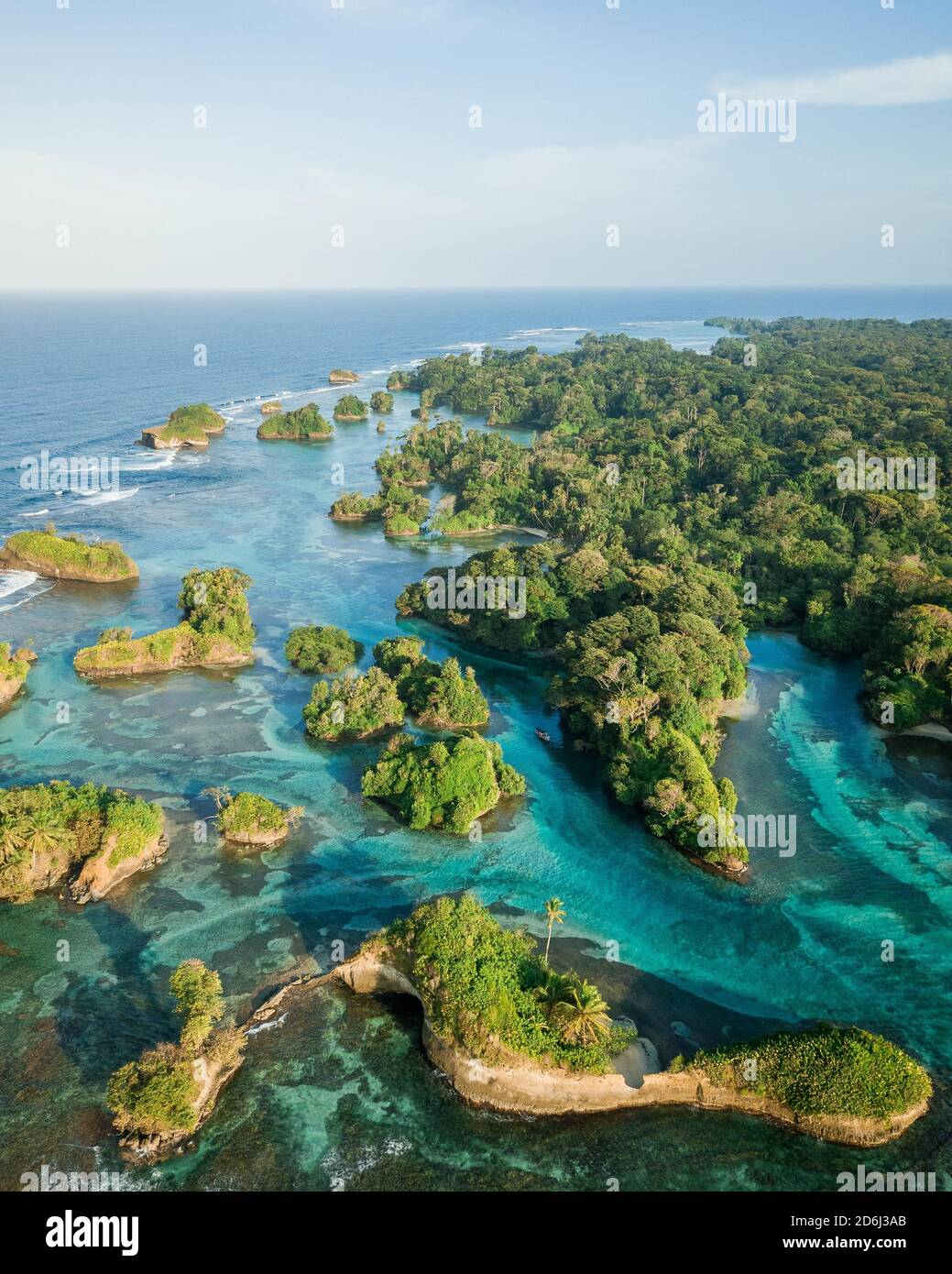 Aerial view, tropical mangrove islands in the Caribbean, Escudo de Veraguas, Panama Stock Photo