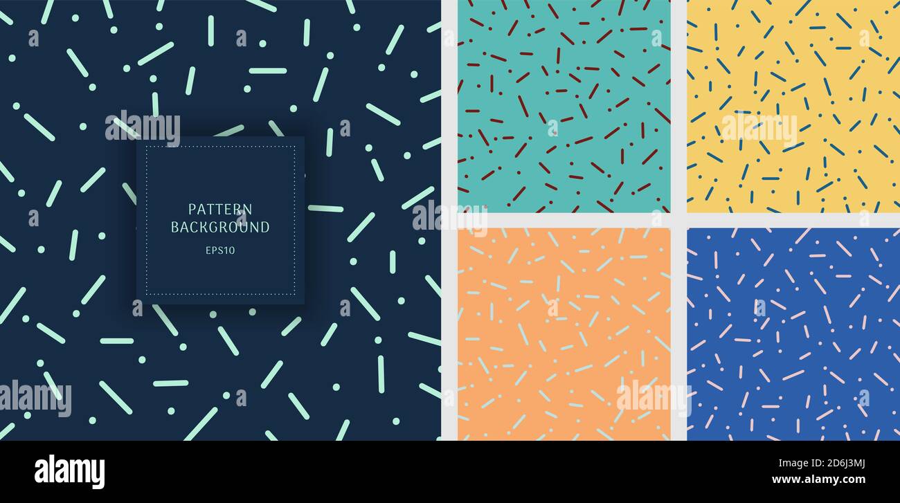 Set of abstract rounded line and dot pattern background. Vector illustration Stock Vector