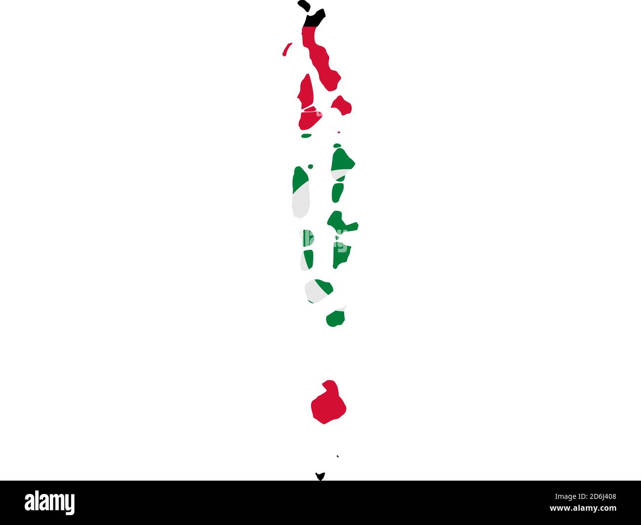 Flag in form form of the geographical country, Maldives, Southern Asia ...