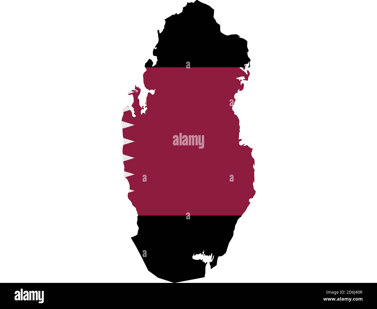 Flag in form form of the geographical country, Qatar, Western Asia ...