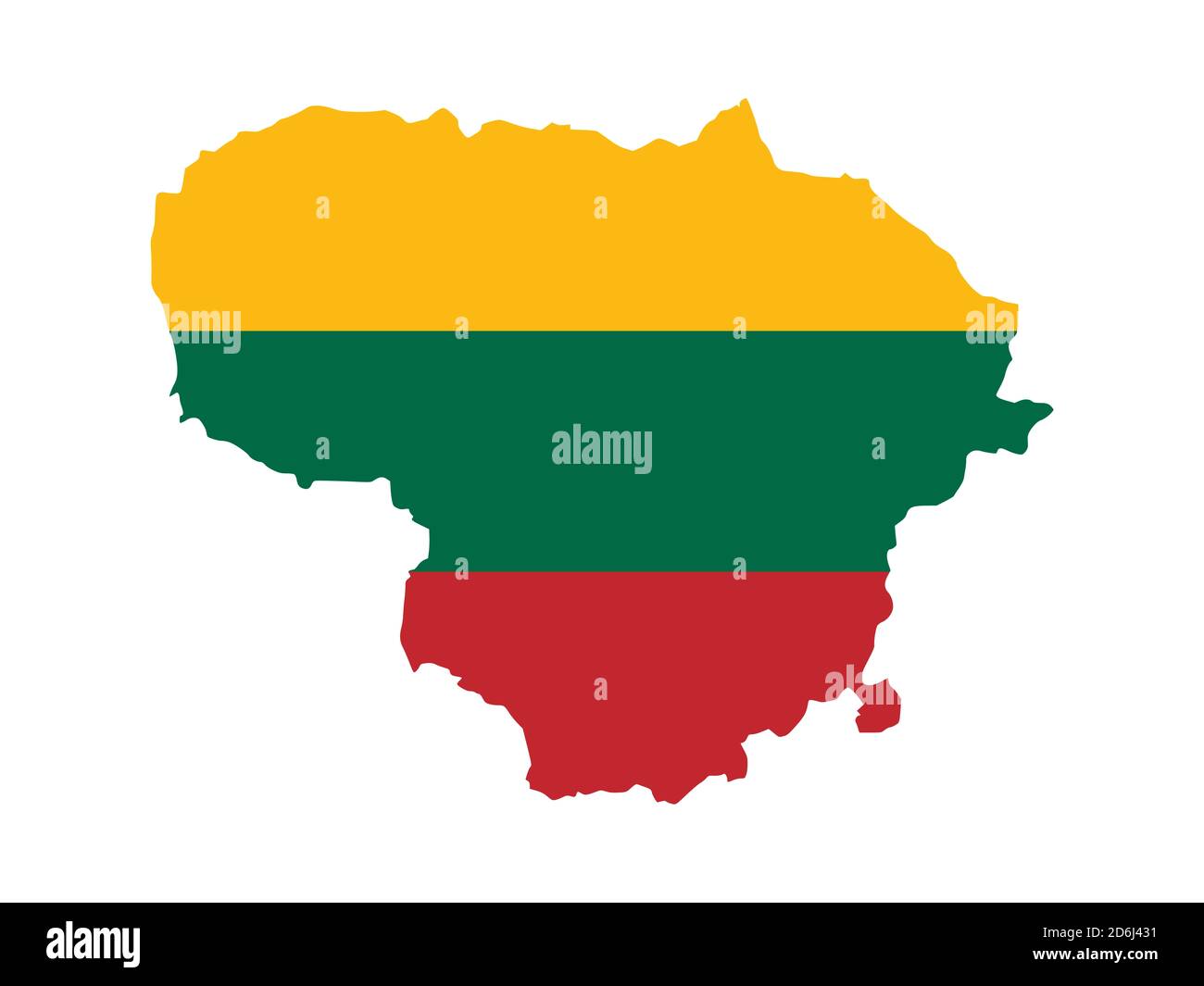 Flag in form form of the geographical country, Lithuania, Northern Europe Stock Photo