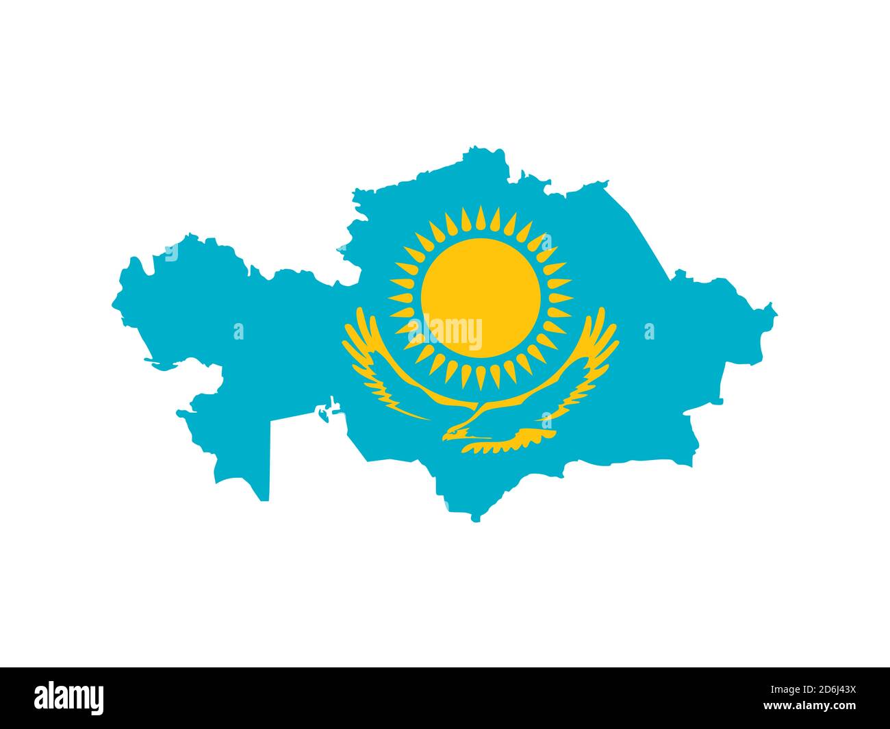 Flag in form form of the geographical country, Kazakhstan, Central Asia ...