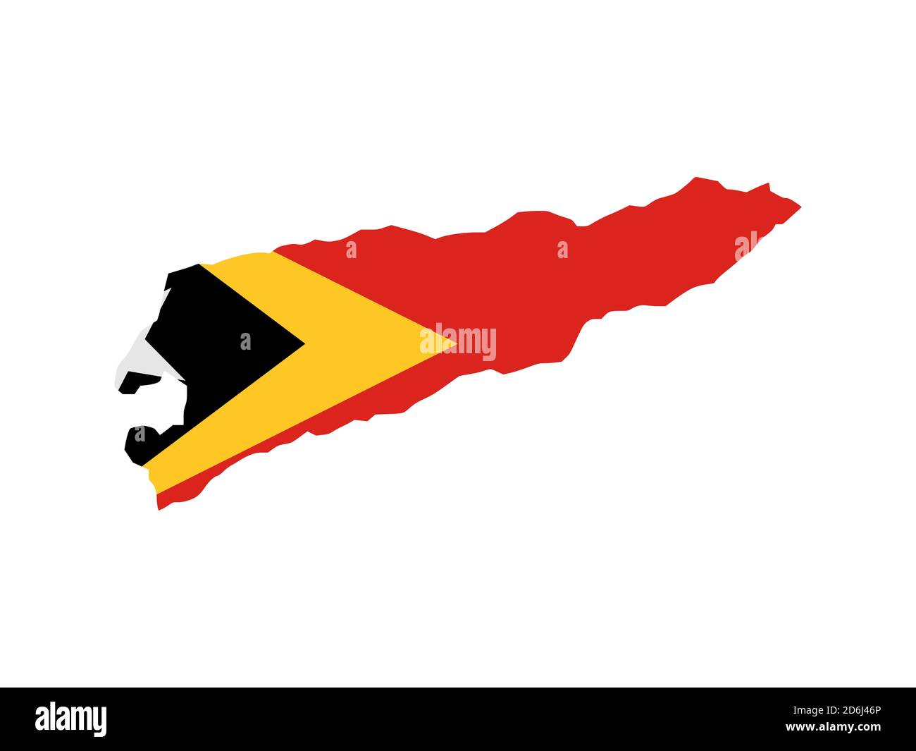 Flag in form form of the geographical country, Timor-Leste, South ...