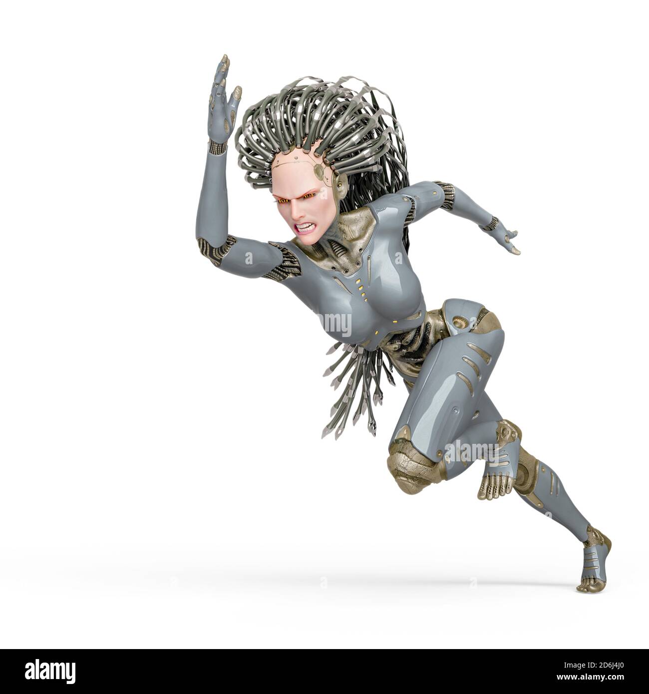 super cyborg is running fast, 3d illustration Stock Photo - Alamy