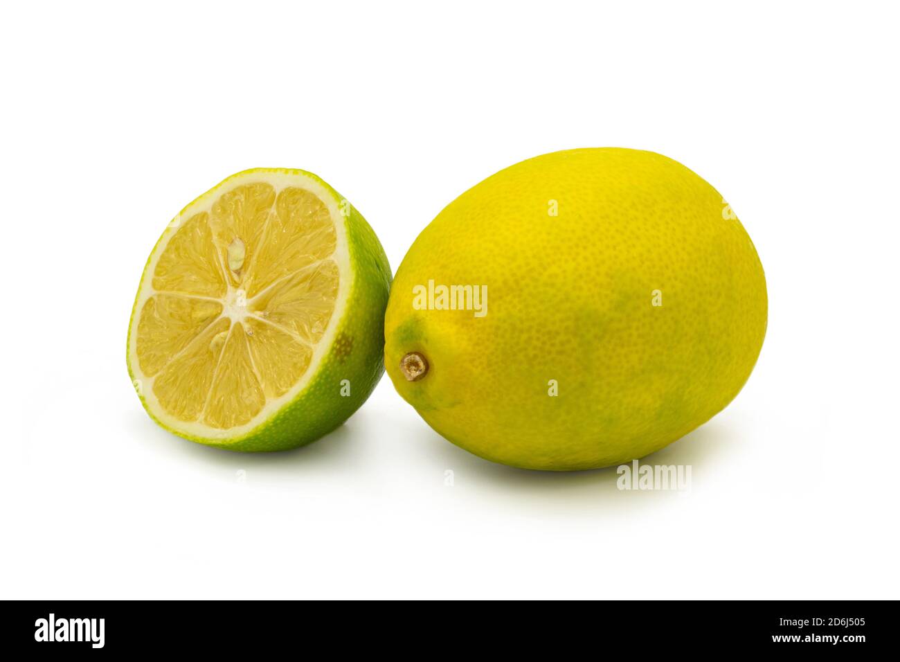 Whole and half lemons on isolated white background Stock Photo - Alamy