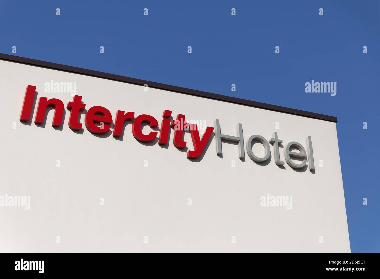 Intercity Hotel, lettering on building, Duisburg Central Station, North ...