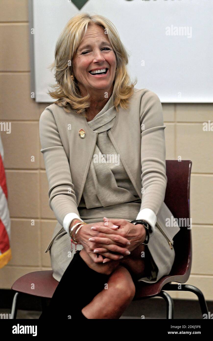 Fort Riley, Kansas, USA, April, 6th 2016 Dr. Jill Biden wife of Vice President Joe Biden visits The Fort Riley Middle School Credit: Mark Reinstein/MediaPunch Stock Photo