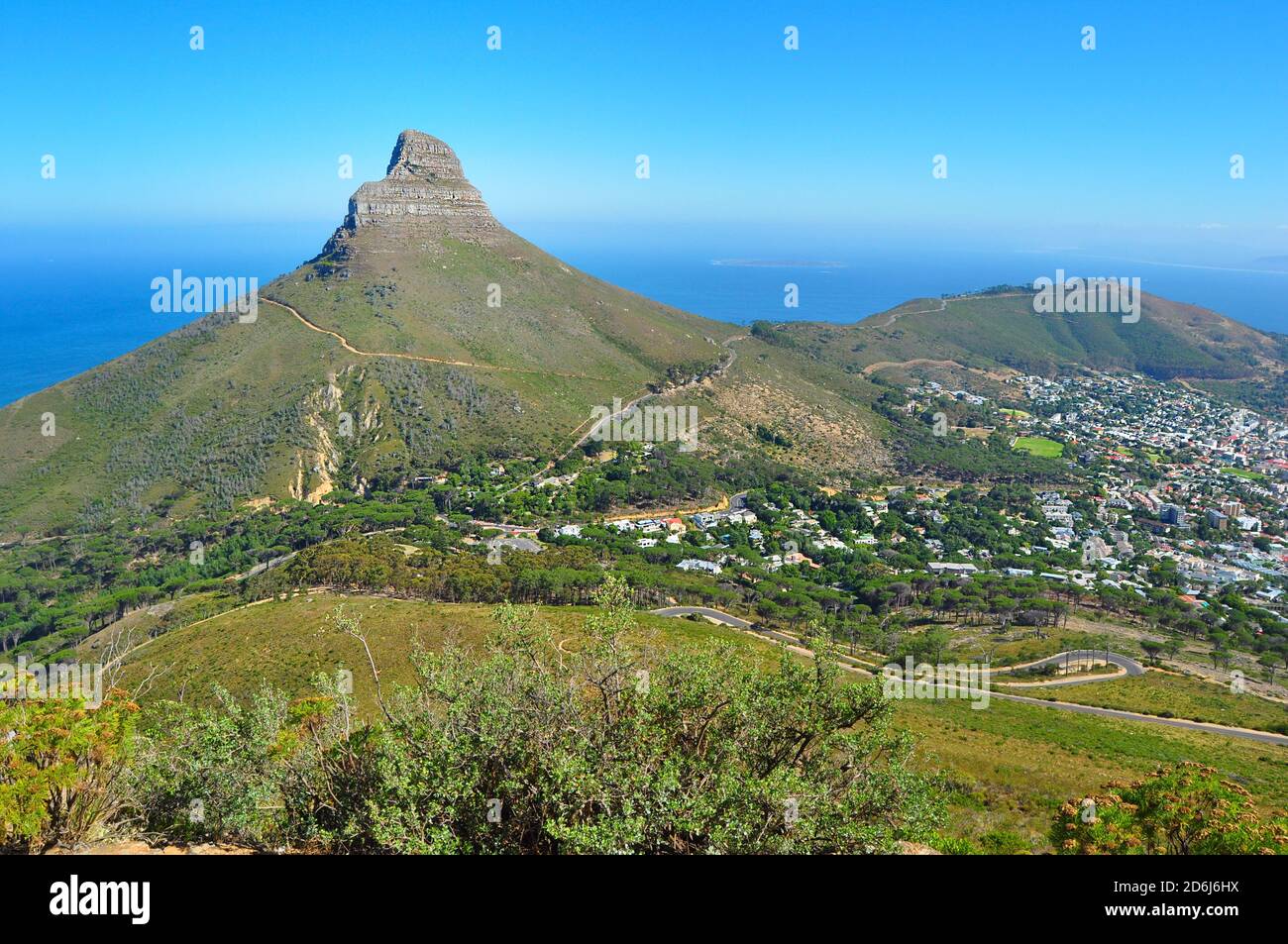 Lion's head viewed from Table mountain, Cape Town, South Africa Stock Photo  - Alamy