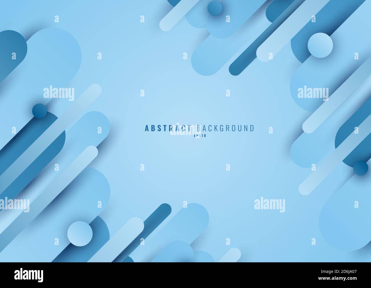 Abstract blue geometric circle rounded line shape overlapping layer on light blue background. Vector illustration Stock Vector
