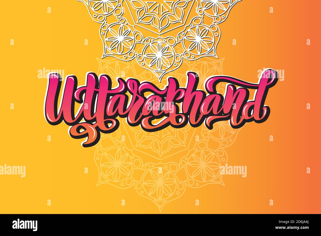 Uttarakhand Handwritten stock lettering typography. States of India. Stock Vector