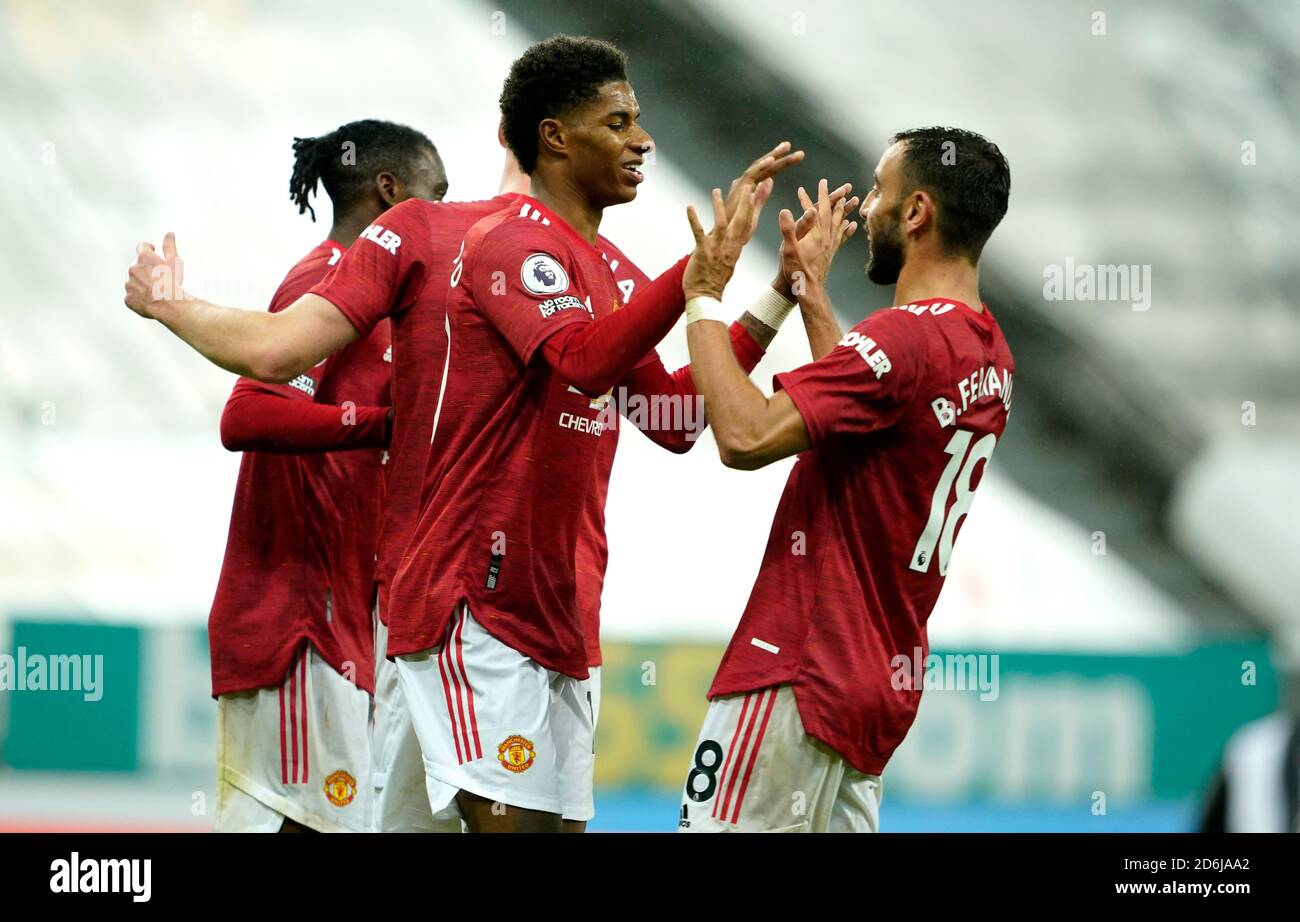 Marcus Rashford Side Manchester United's Marcus Rashford (left) celebrates scoring his side ...