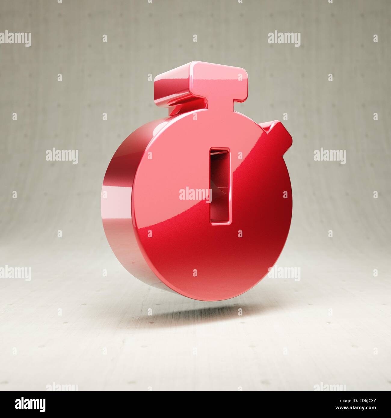 Stopwatch icon. Gold glossy Stopwatch symbol isolated on white concrete ...