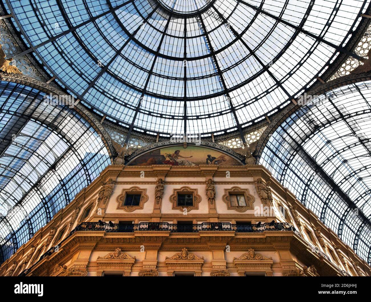 The glass dome of Galleria Vittorio Emanuele II, in central Milan, Italy Stock Photo