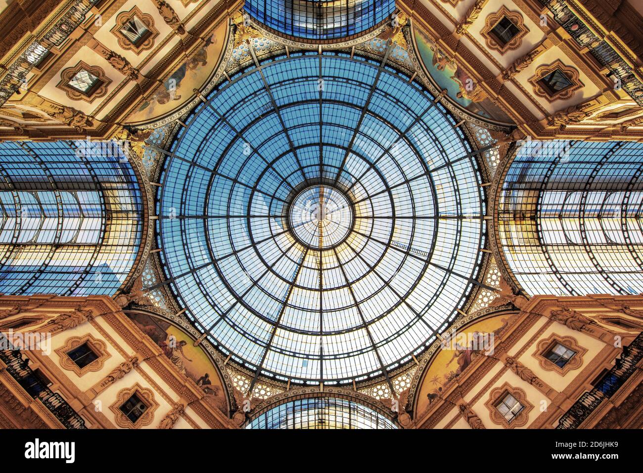 The glass dome of Galleria Vittorio Emanuele II, in central Milan, Italy Stock Photo