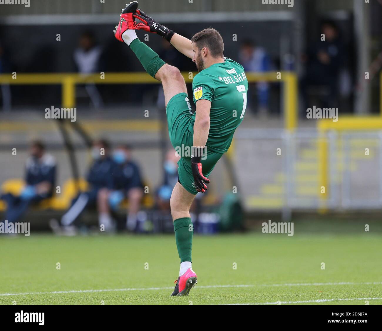 Harrogate, Yorkshire, UK. 17th October, 2020. James Belshaw of Harrogate Town during the Sky Bet League 2 match between Harrogate Town and Barrow at Wetherby Road, Harrogate on Saturday 17th October 2020. (Credit: Mark Fletcher | MI News) Credit: MI News & Sport /Alamy Live News Stock Photo