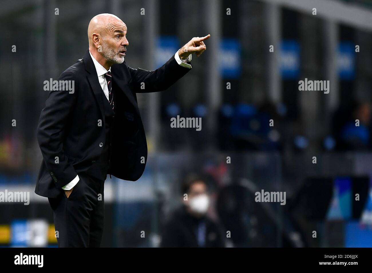 Milan, Italy - 17 October, 2020: Stefano Pioli, head coach of AC Milan,  gestures during the Serie