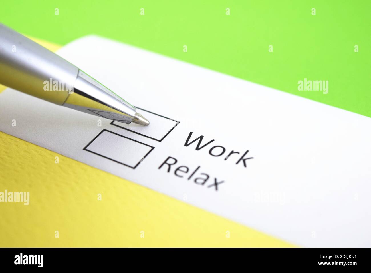 Work or Relax? Work. Stock Photo