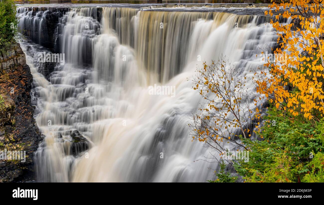 Kakabeka Falls with fall foliage color near Thunder Bay, Ontario