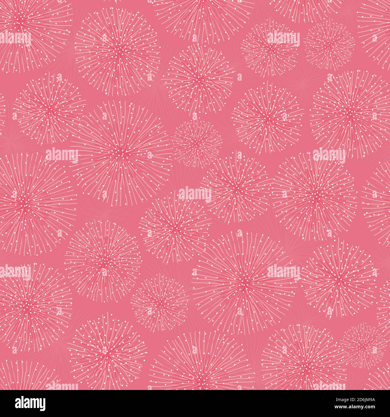 Vector monochrome dark pink touch me not shameplant floral fluff balls seamless pattern. Perfect for fabric, scrapbooking and wallpaper projects. Stock Vector