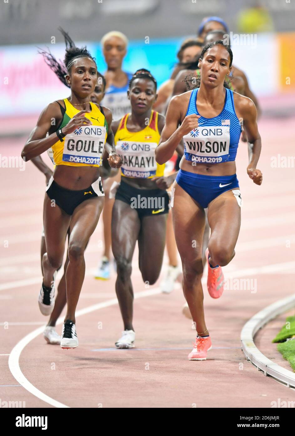 Ajee Wilson (USA, Bronze medal), Natoya Goule (Jamaica). 800 Metres women final. IAAF World Athletics Championships, Doha 2019 Stock Photo